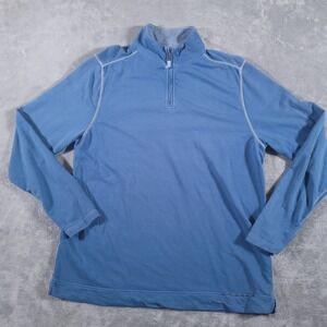 True Grit Sweater Mens XL Blue Quarter Zip Pullover Long Sleeve Coastal Casual‎